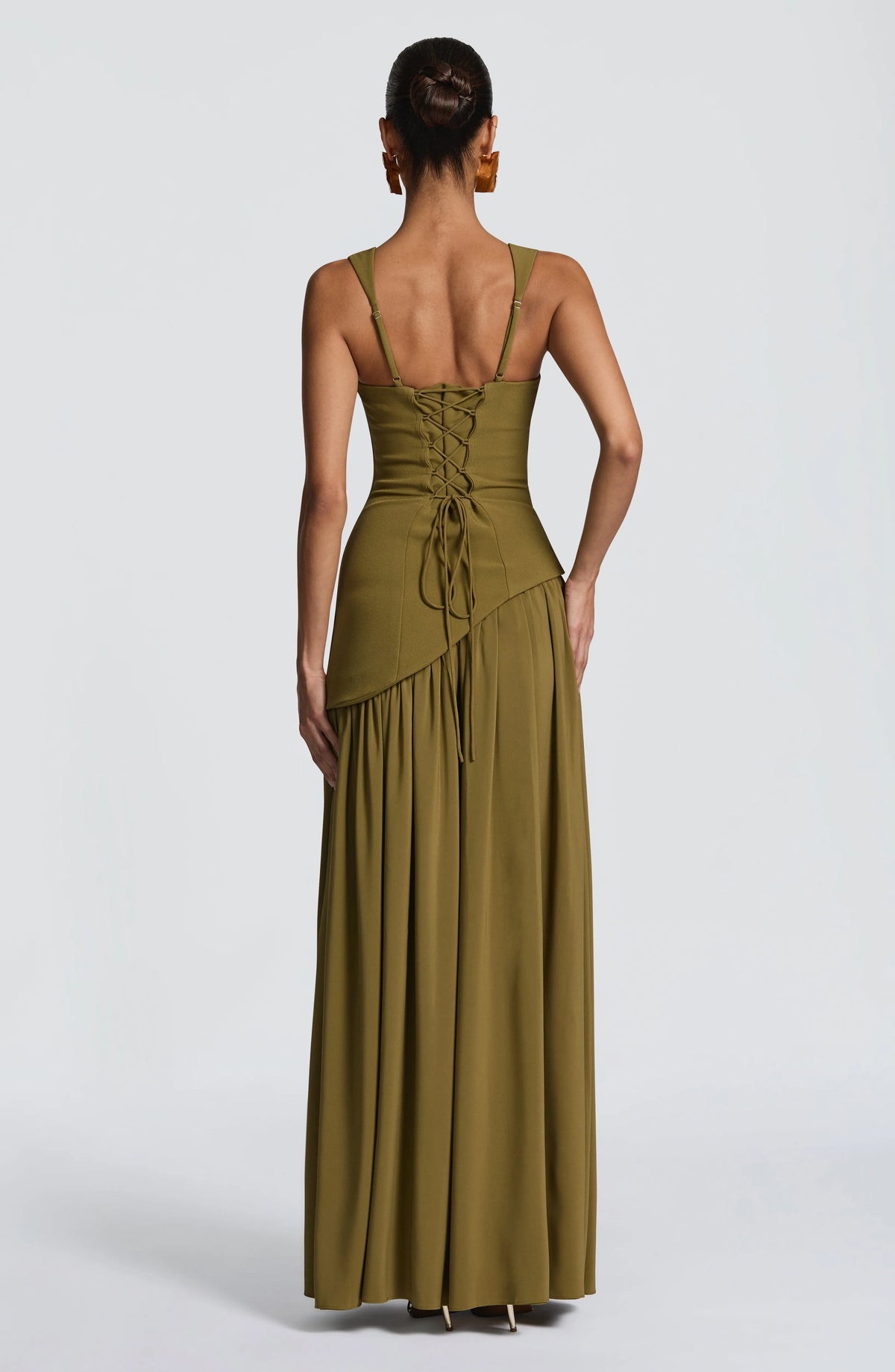 Women's Chiffon Maxi Dress with Lace-Up Back