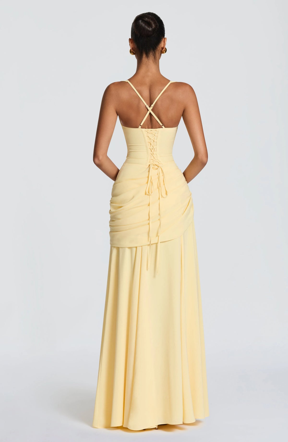 Women's Chiffon Maxi Dress with Lace-Up Back