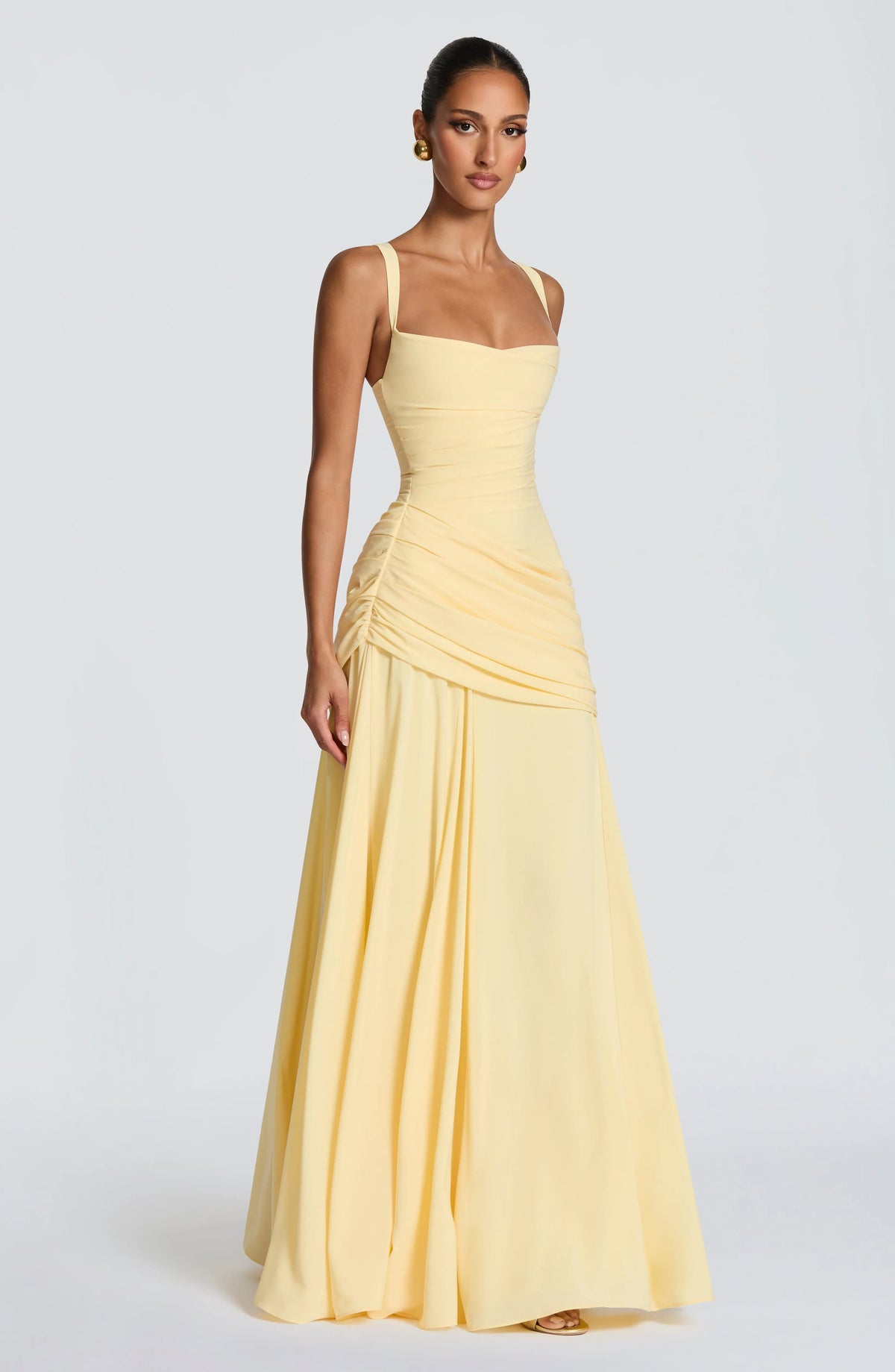 Women's Chiffon Maxi Dress with Lace-Up Back