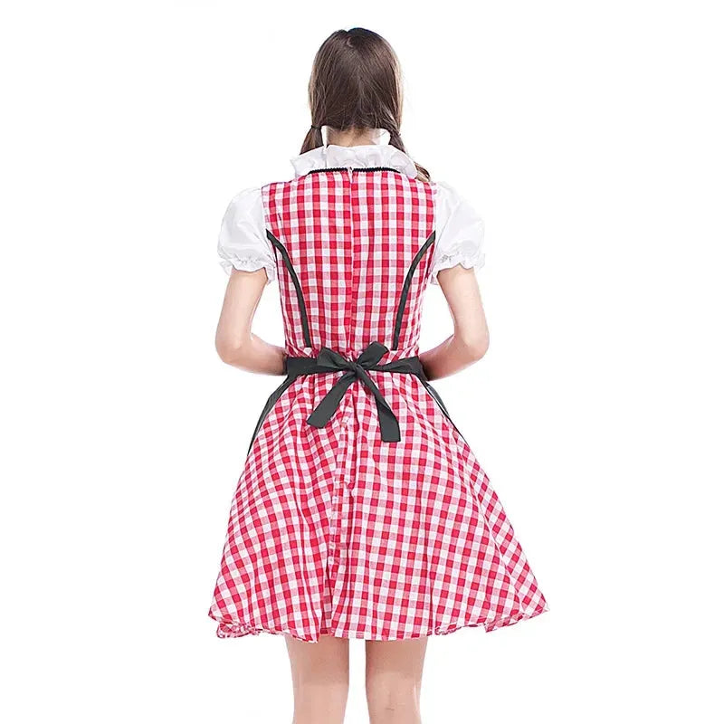 Women's Classic Dirndl Dress Set with Matching Apron