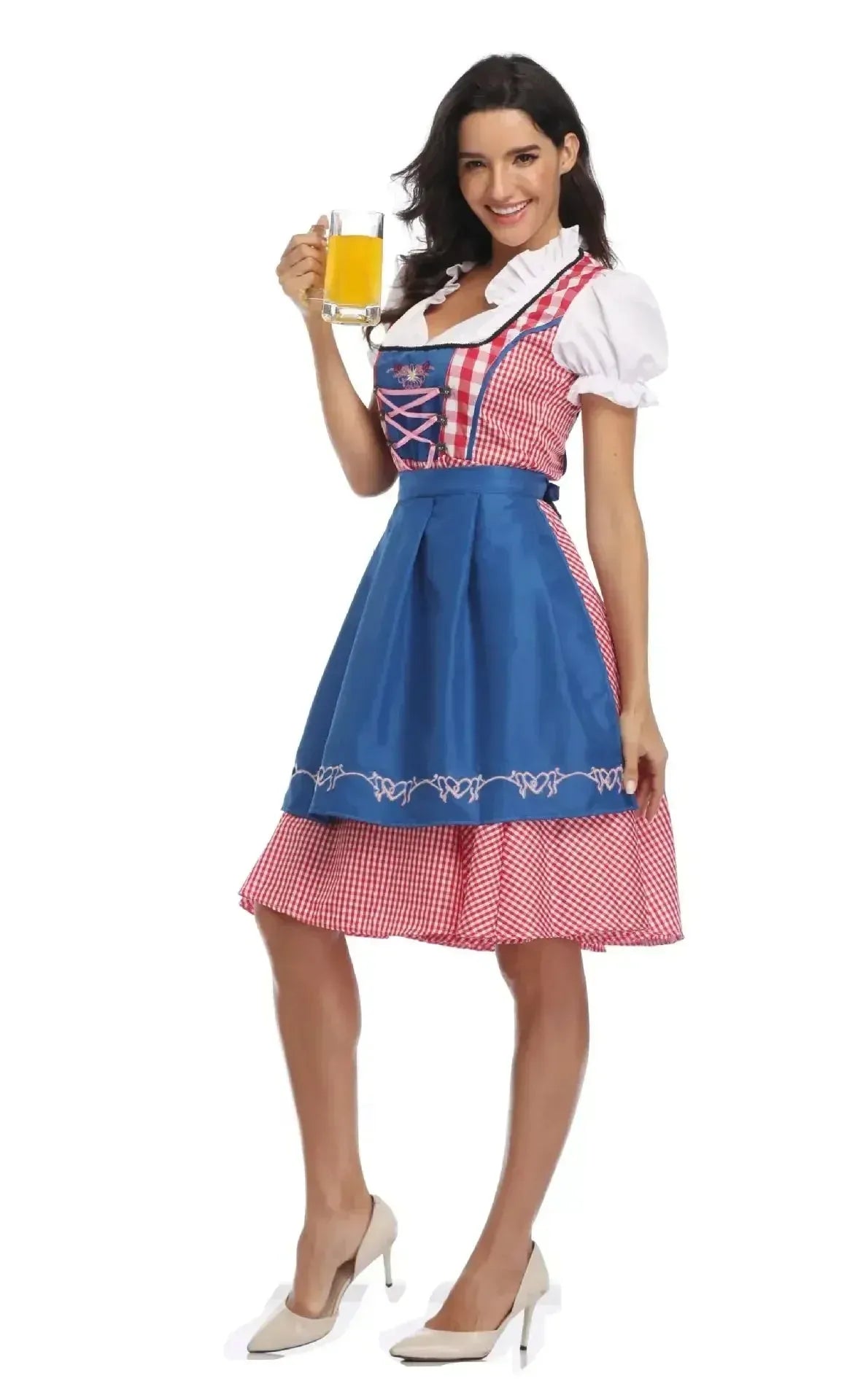 Women's Classic Dirndl Dress Set with Matching Apron