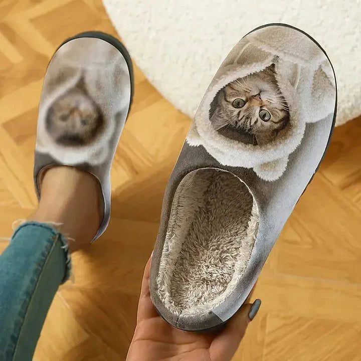Women's Comfortable 3D Cat Face Slip-On Slippers