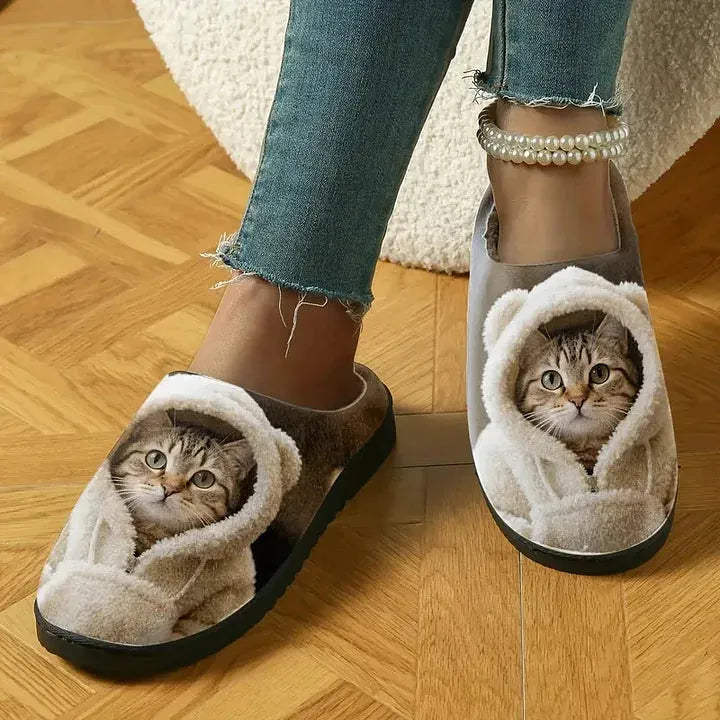 Women's Comfortable 3D Cat Face Slip-On Slippers