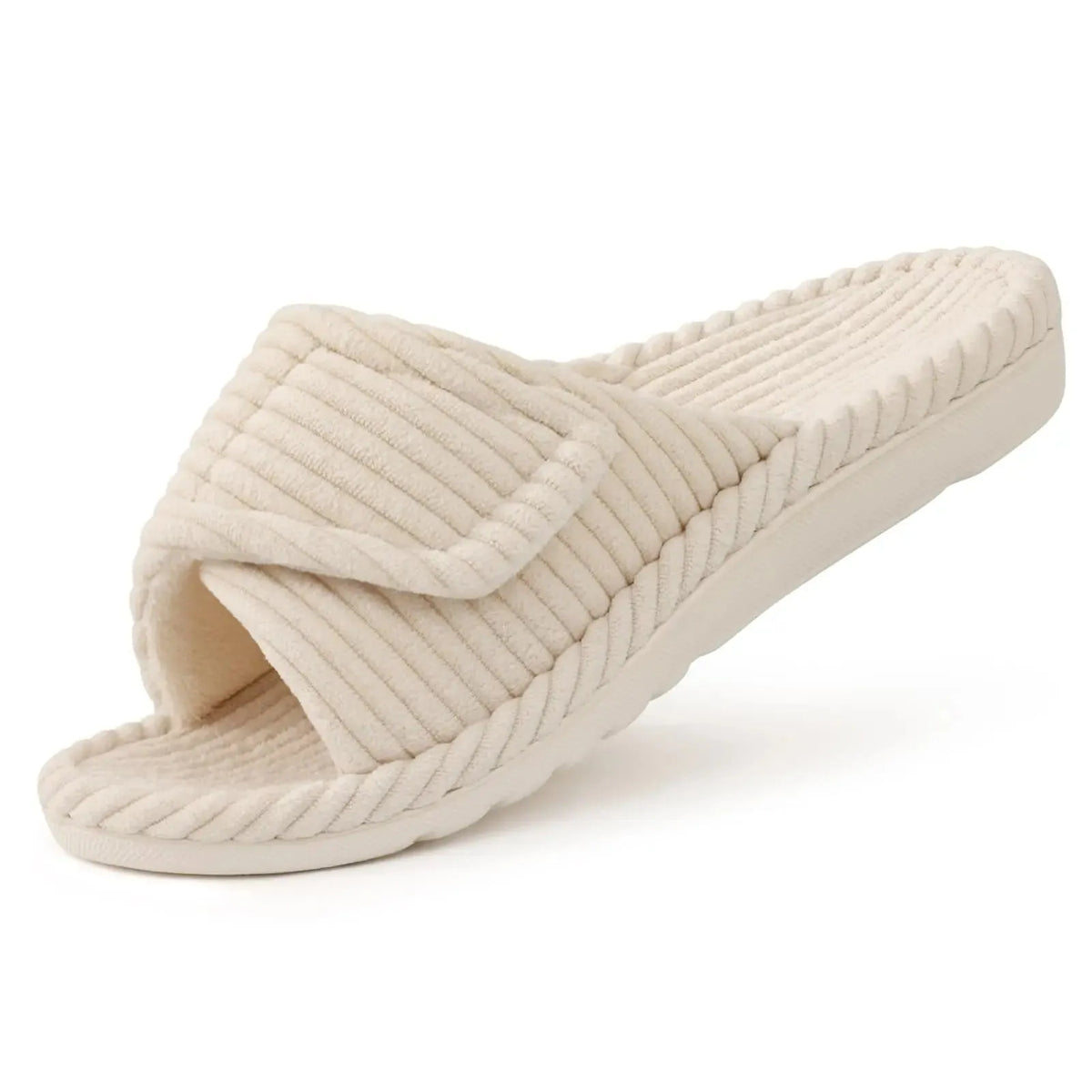 Women's Corduroy Open-Toe Slippers with Arch Support