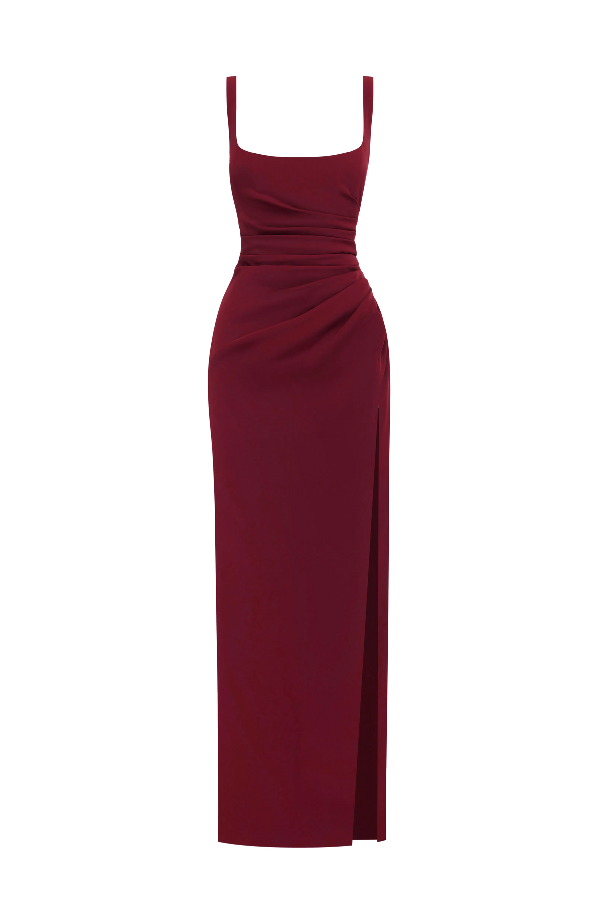 Women's Corset Draped Twill Maxi Dress with High Slit