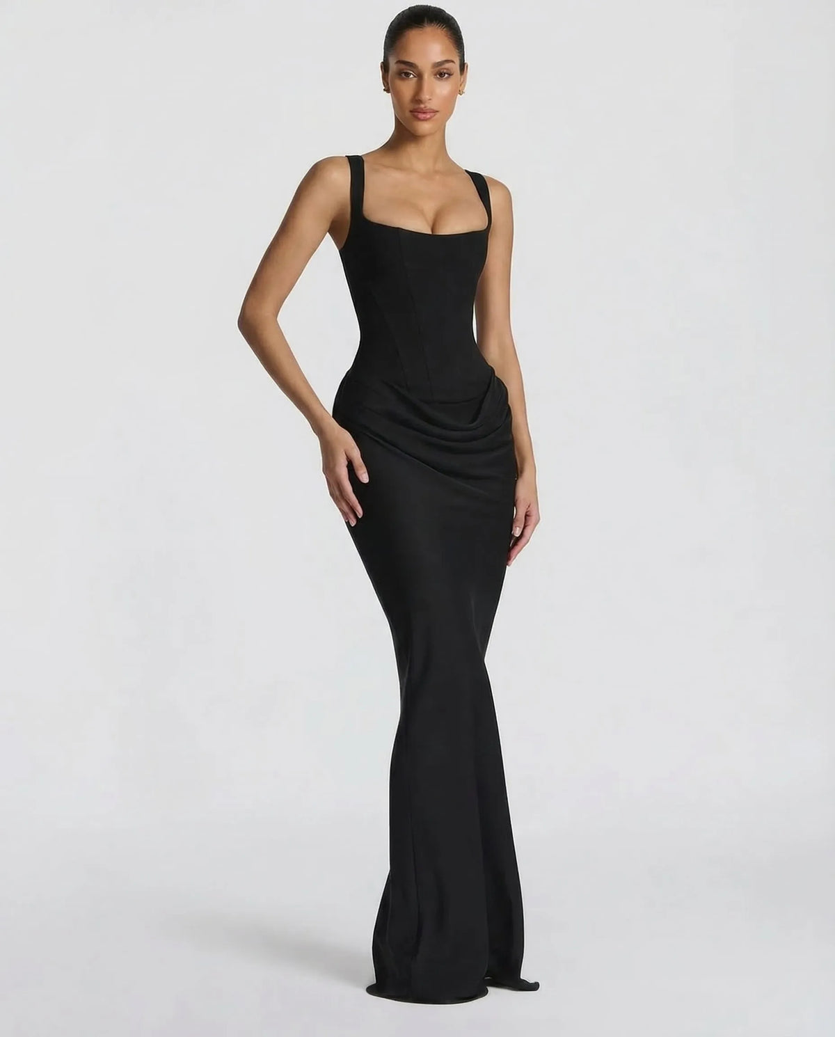Women's Corset Draped Waist Maxi Dress