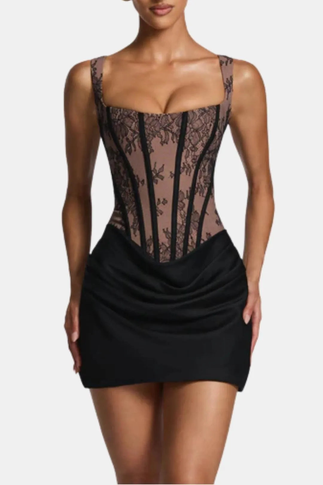 Women's Corset Mini Dress with Lace-Up Back