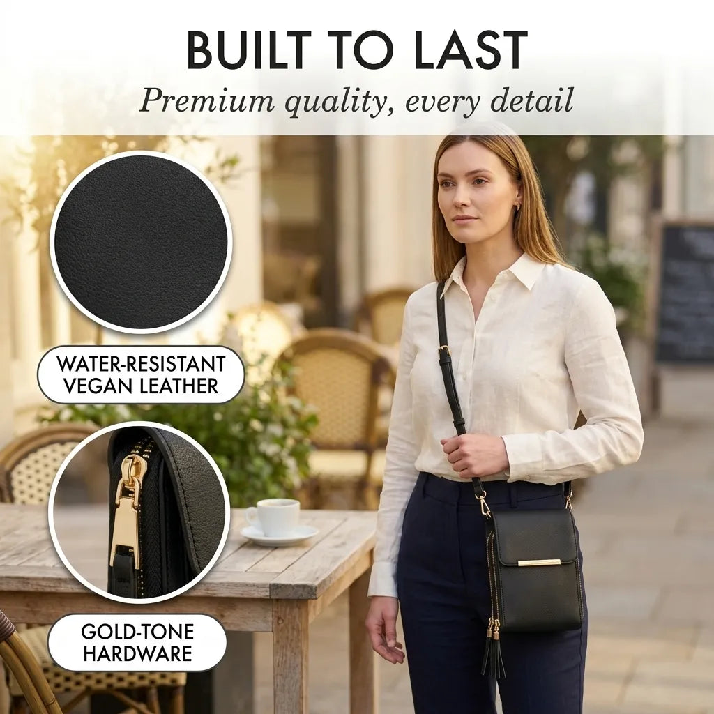 Women's Crossbody Phone Wallet Bag with Touchscreen Window