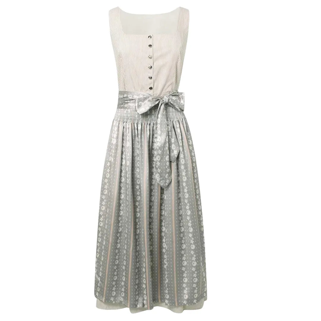 Women's Dirndl Dress Set with Button Front and Apron