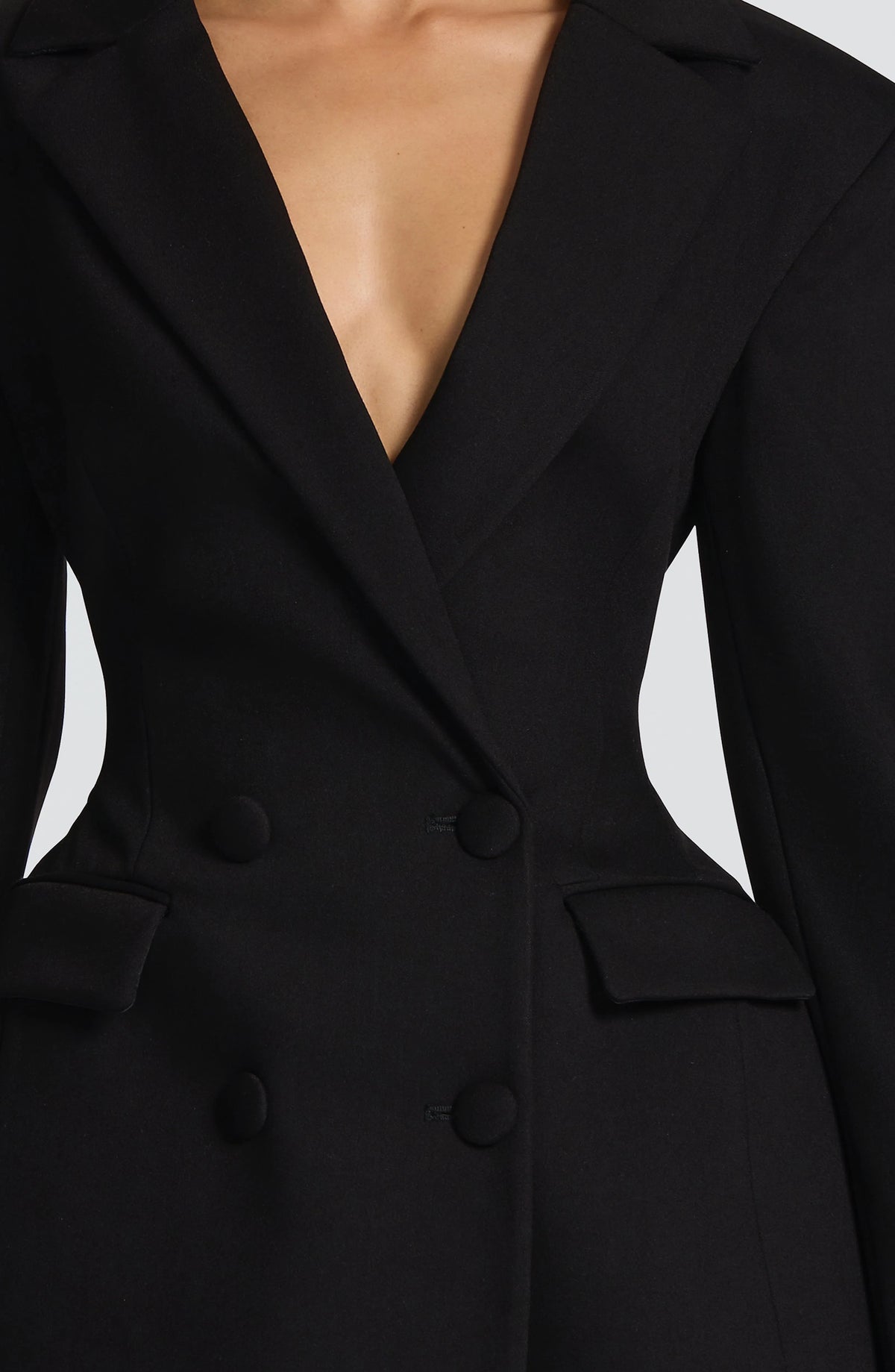 Women's Double-Breasted Mini Blazer Dress with Notch Lapels