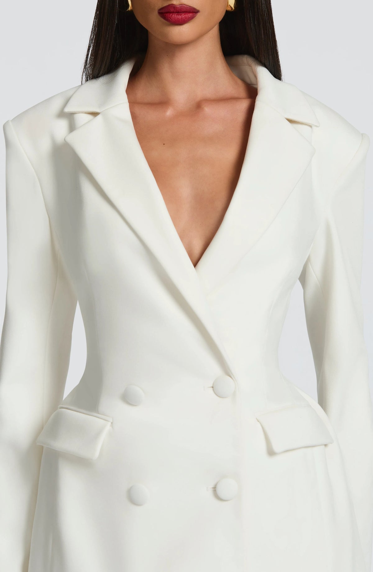 Women's Double-Breasted Mini Blazer Dress with Notch Lapels