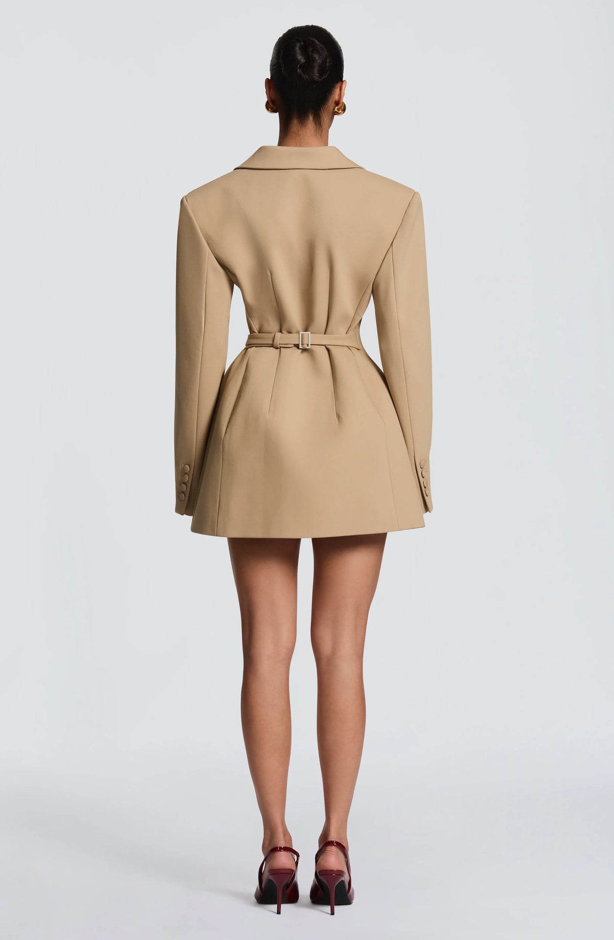 Women's Double-Breasted Mini Blazer Dress with Notch Lapels