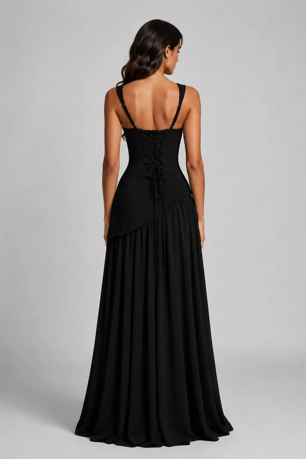 Women's Elegant Draped Satin-Effect Maxi Dress