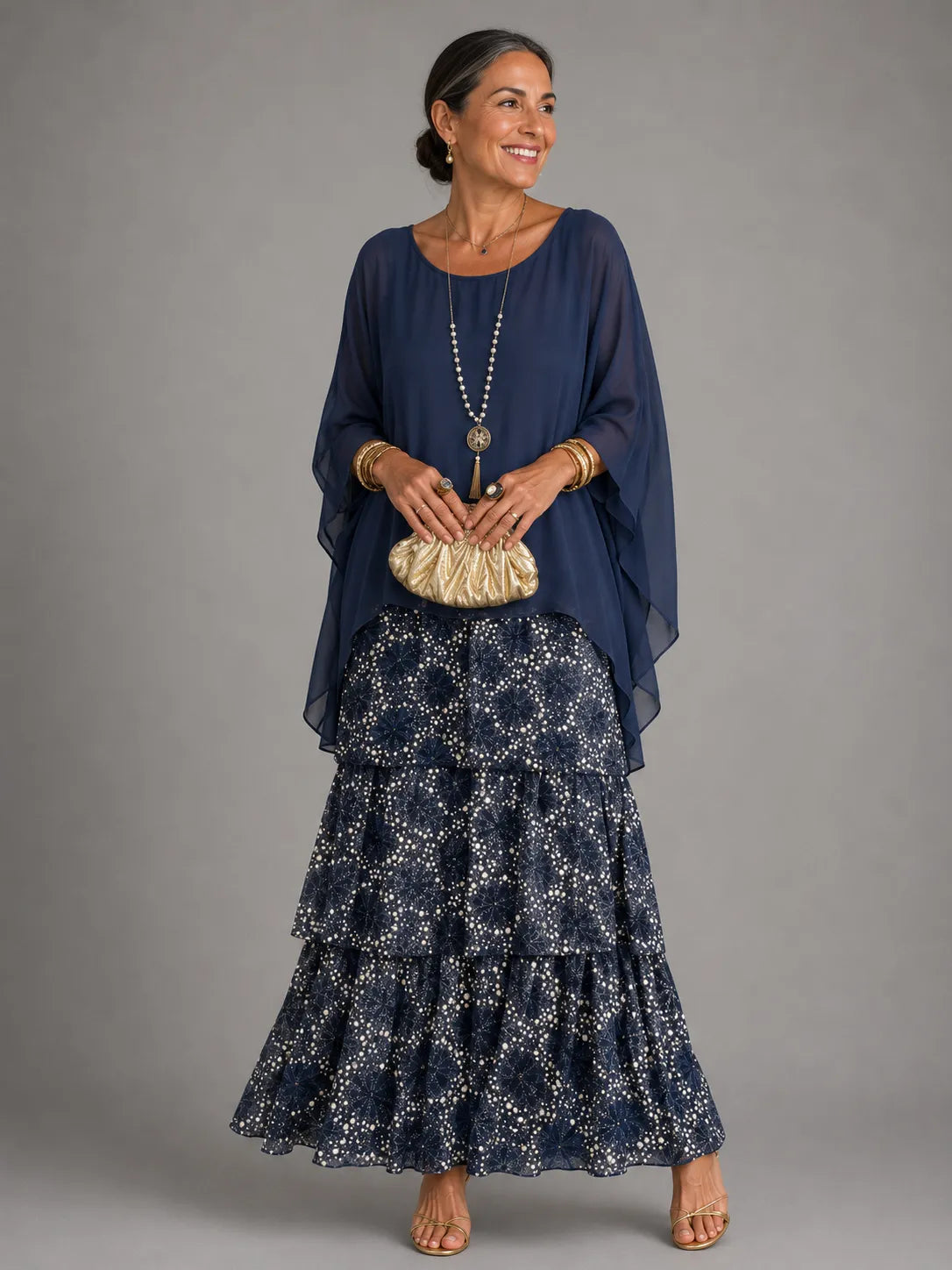 Women's Elegant Flowy Tiered Maxi Dress