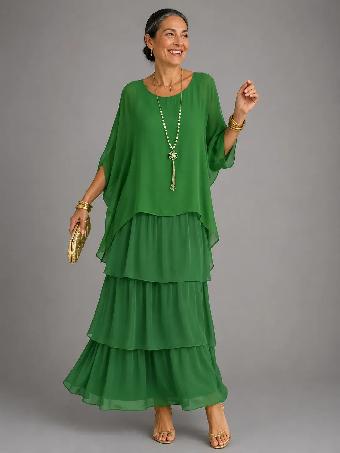 Women's Elegant Flowy Tiered Maxi Dress