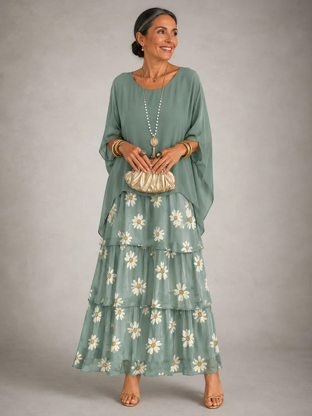 Women's Elegant Flowy Tiered Maxi Dress