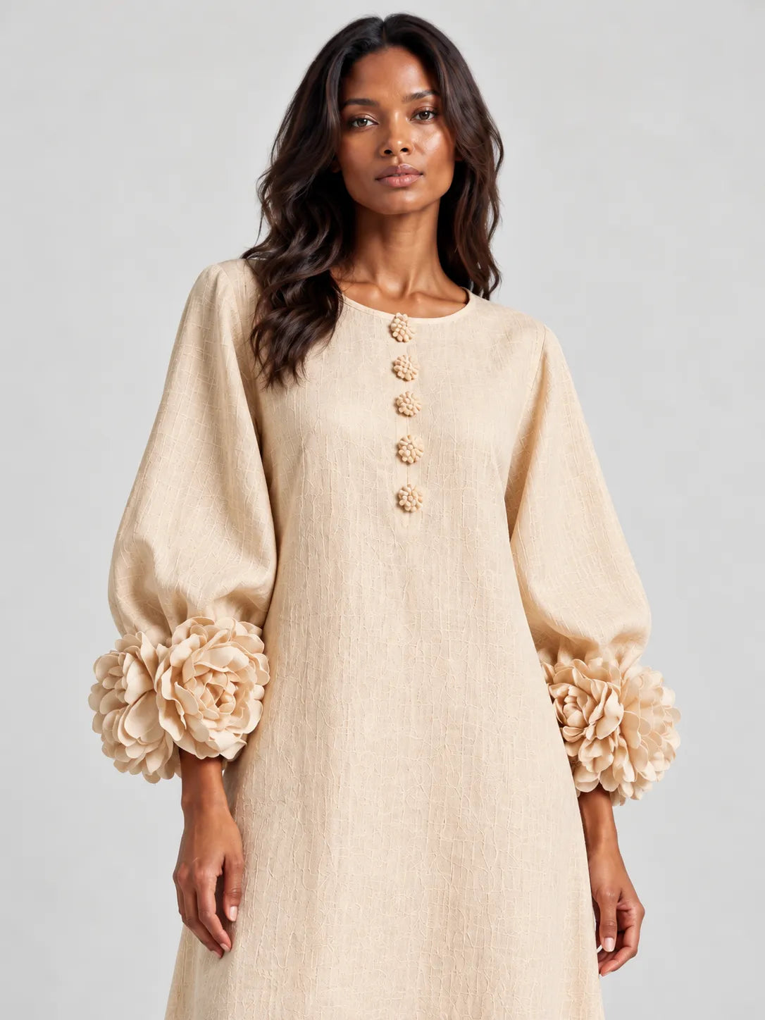 Women's Elegant Puff-Sleeve Maxi Dress