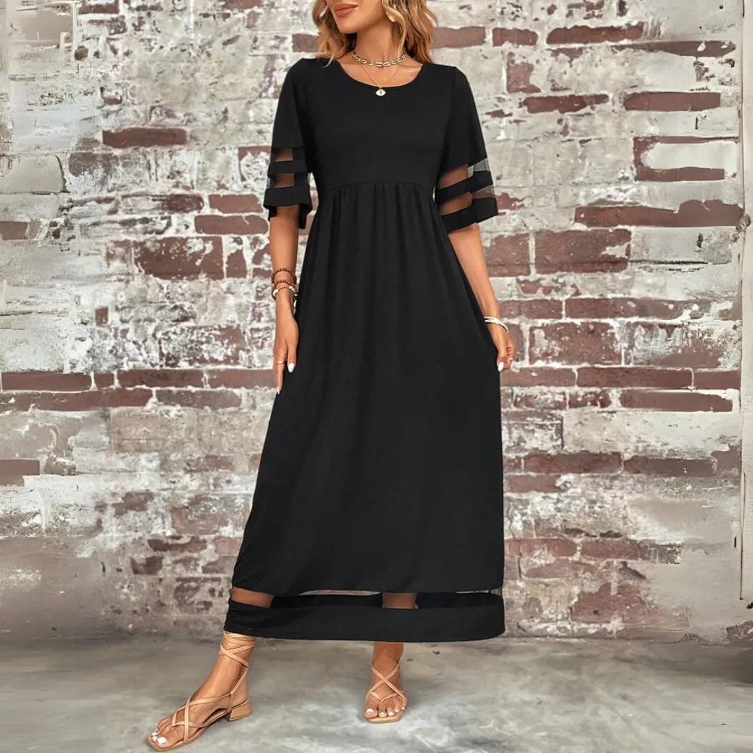 Women's Elegant Tummy Flattering Dress with High Waistline