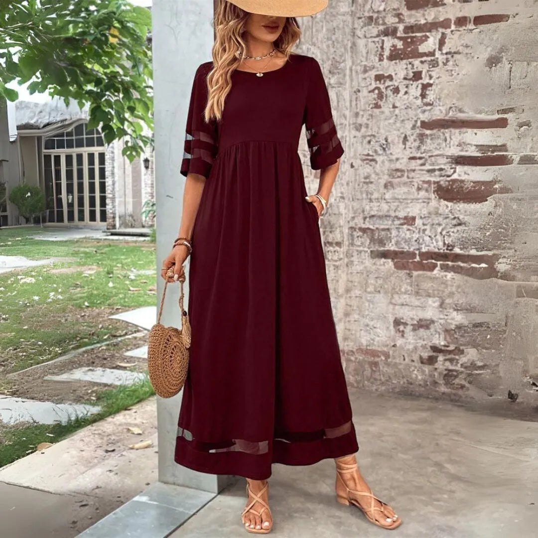 Women's Elegant Tummy Flattering Dress with High Waistline