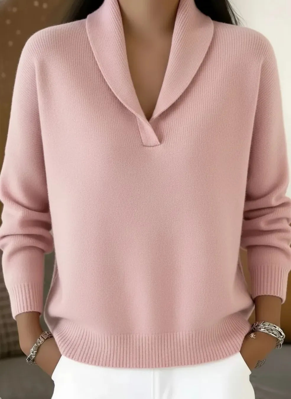 Women's Elegant V-Neck Knit Sweater