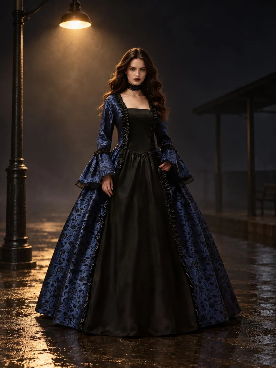 Women's Gothic Vampire Costume Dress with Flared Sleeves
