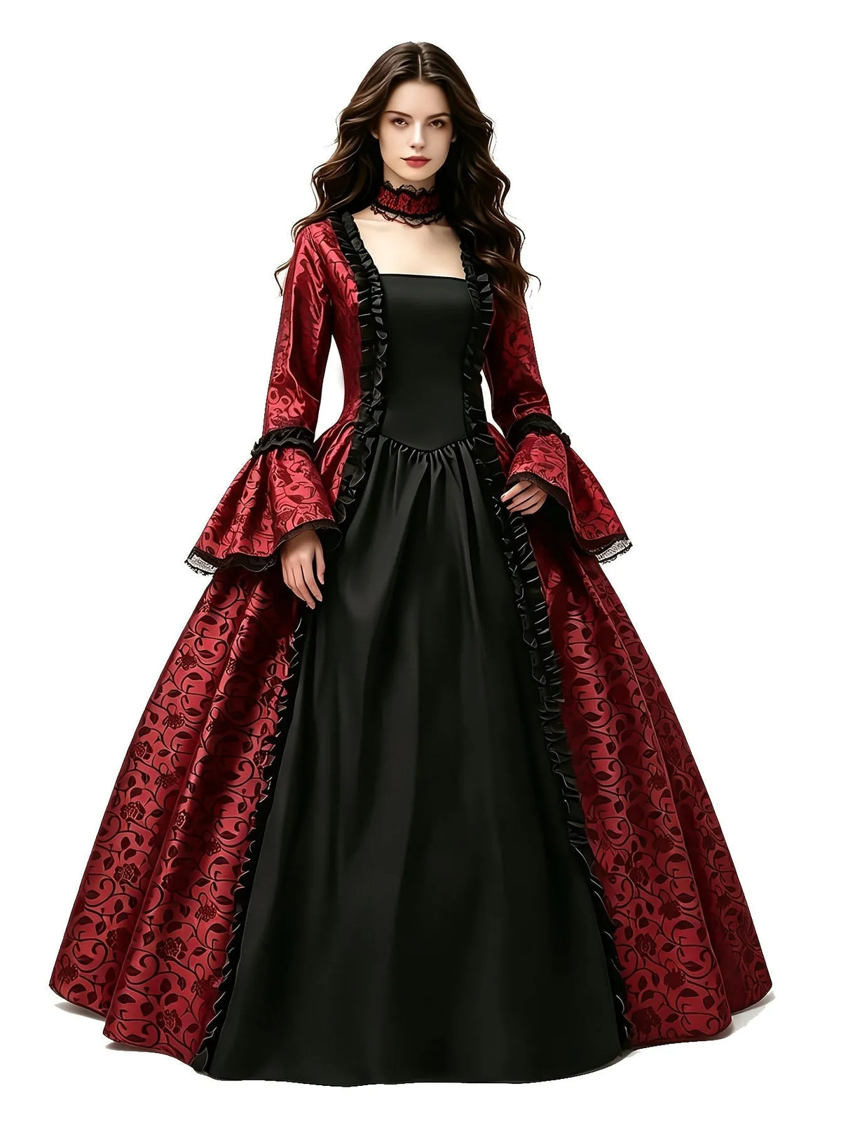 Women's Gothic Vampire Costume Dress with Flared Sleeves