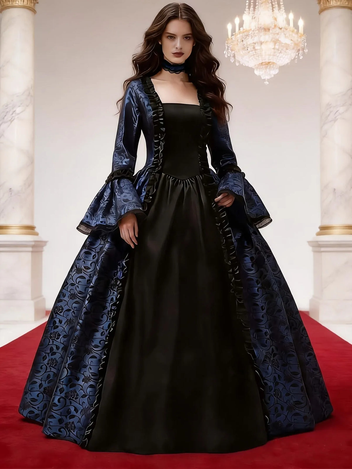 Women's Gothic Vampire Costume Dress with Flared Sleeves