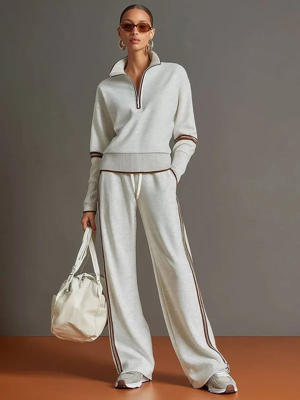 Women's Half-Zip Wide-Leg Stretch Lounge Set