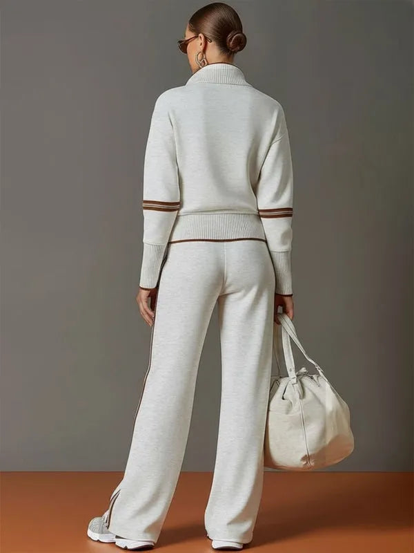 Women's Half-Zip Wide-Leg Stretch Lounge Set