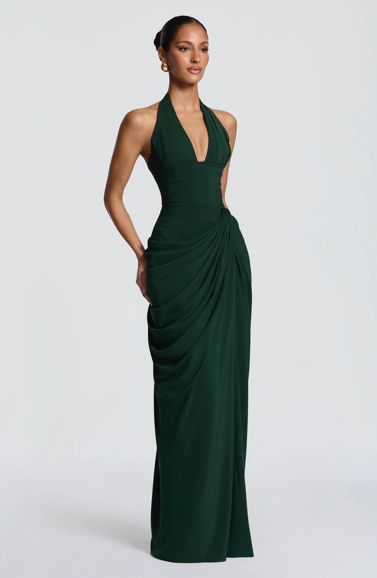Women's Halter Neck Chiffon Maxi Dress with Slit