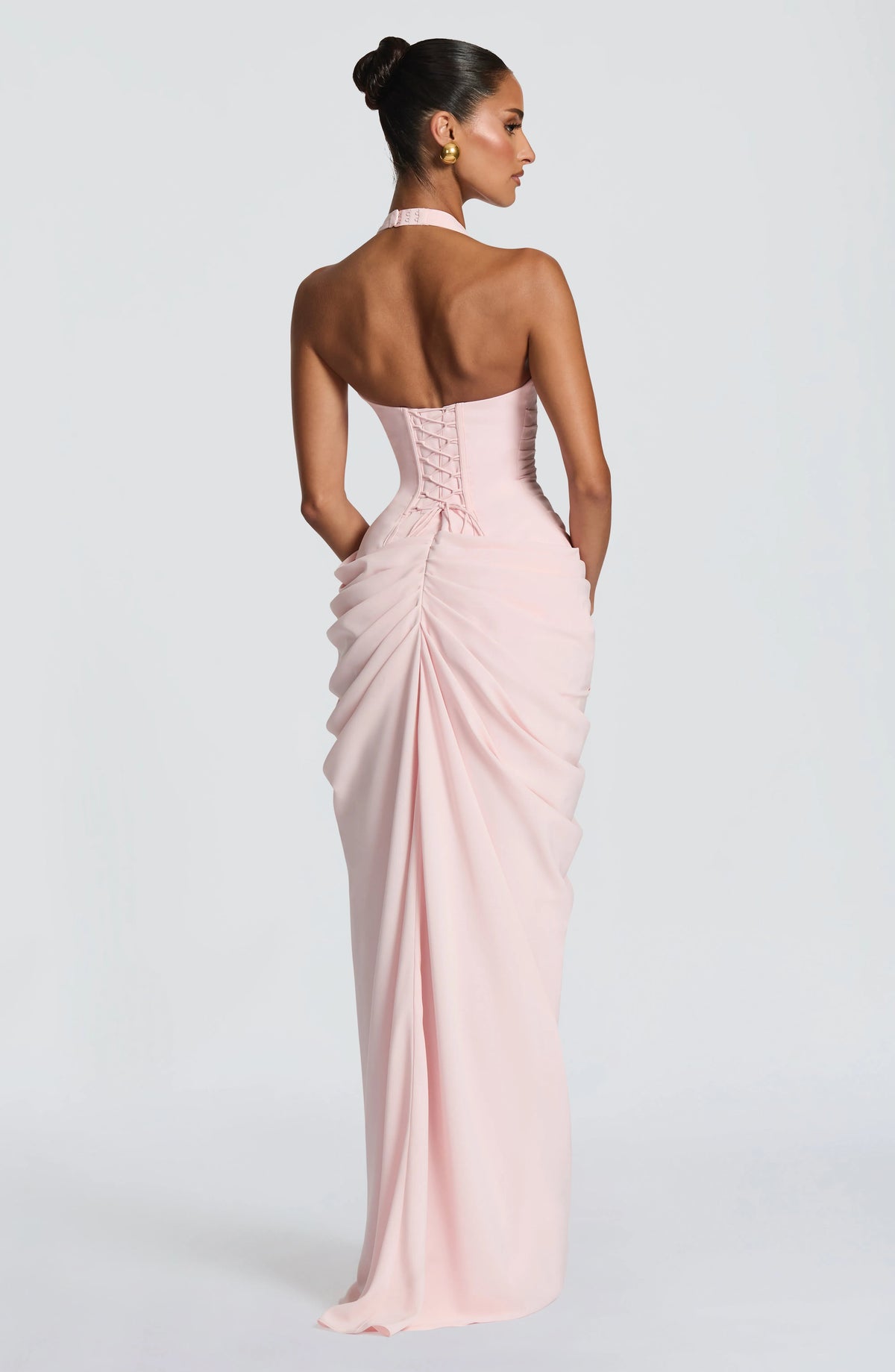 Women's Halter Neck Chiffon Maxi Dress with Slit