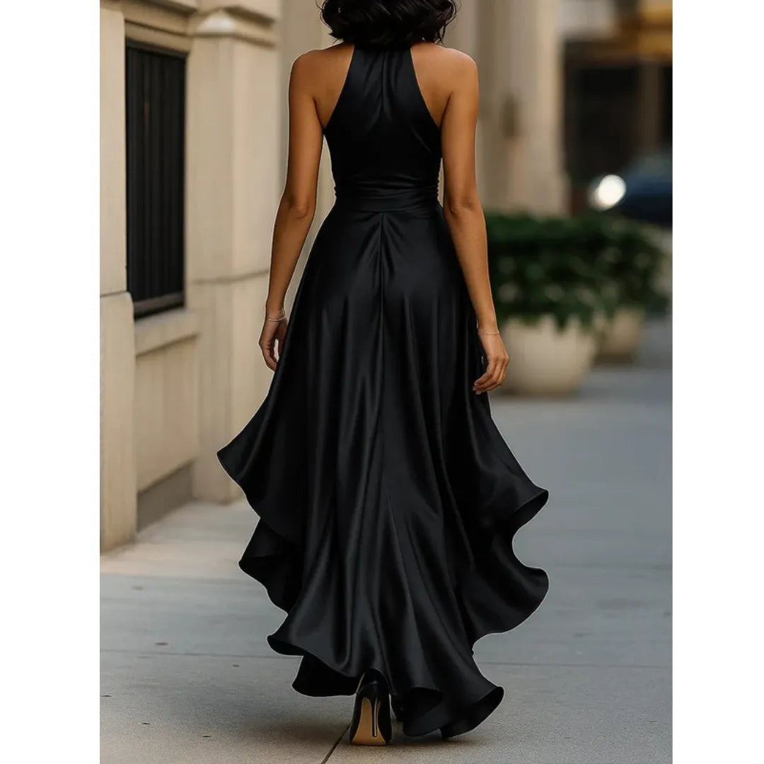 Women's Halter Neck Ruffle Maxi Dress