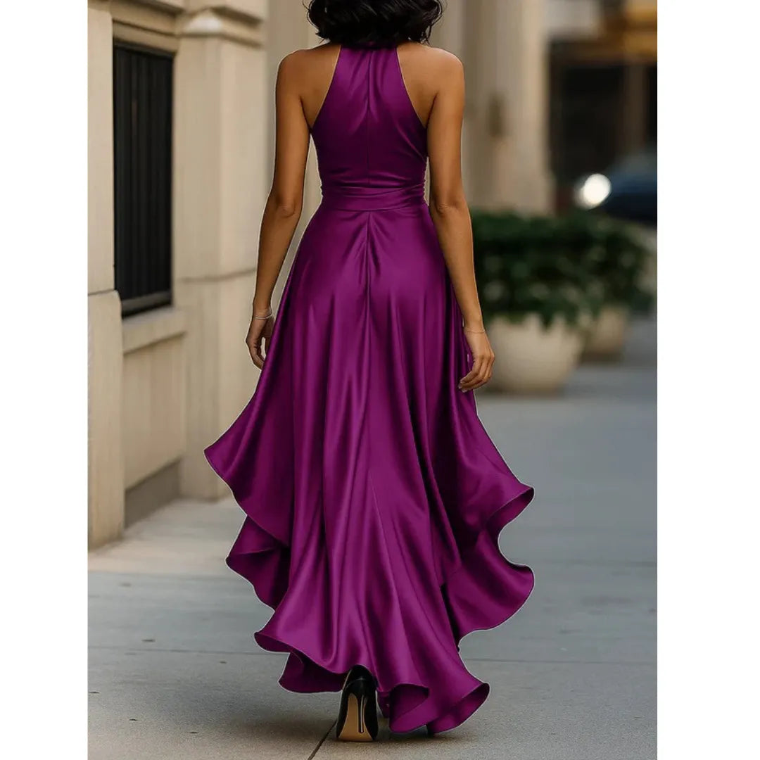 Women's Halter Neck Ruffle Maxi Dress