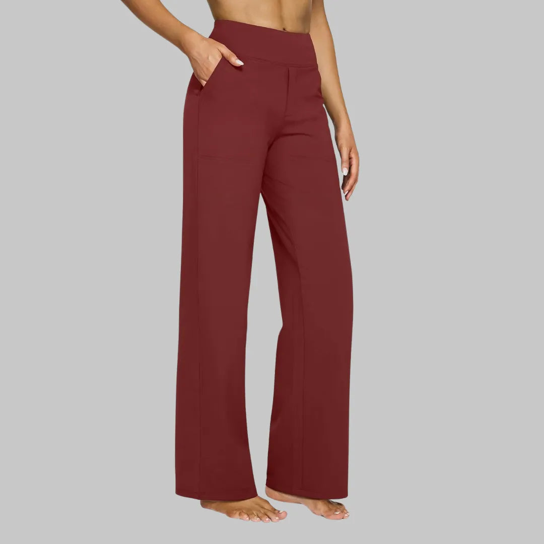 Women's High-Waist Stretch Straight-Leg Pants