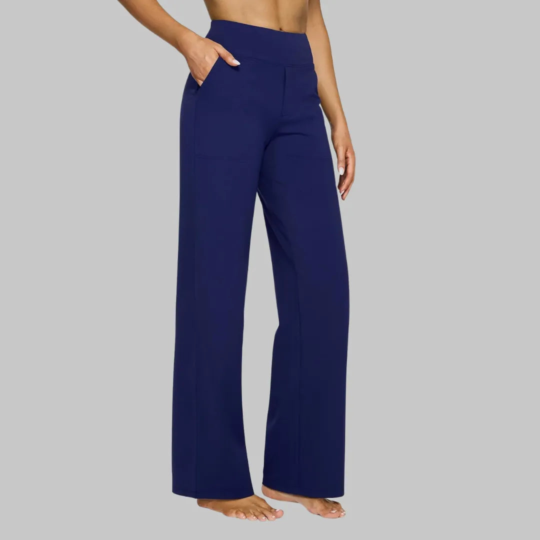 Women's High-Waist Stretch Straight-Leg Pants