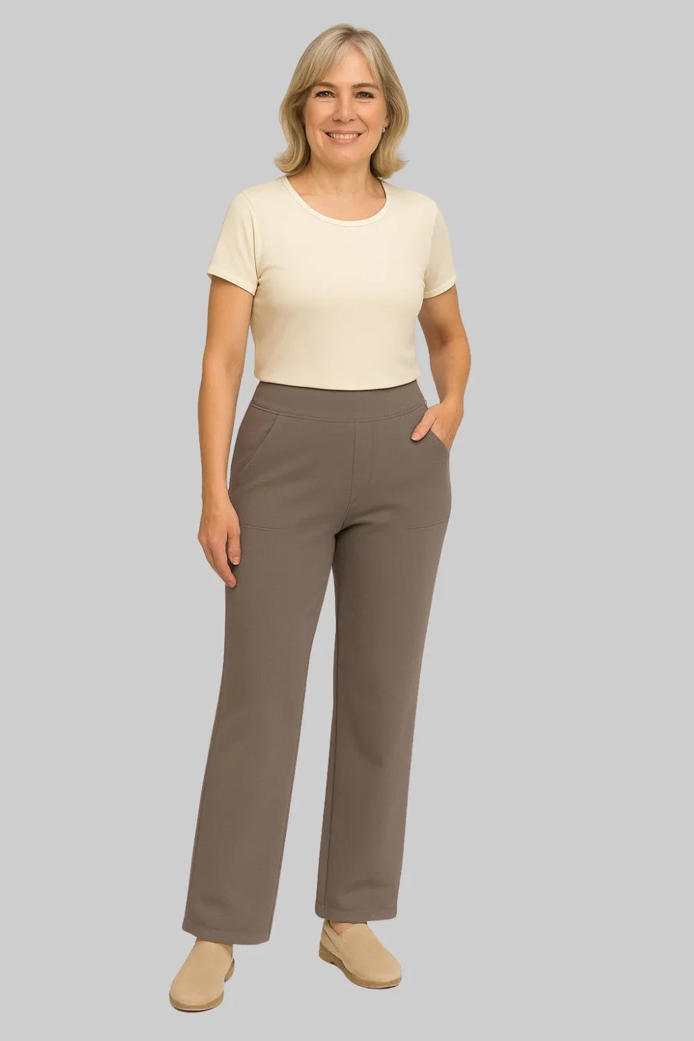 Women's High-Waist Stretch Straight-Leg Pants