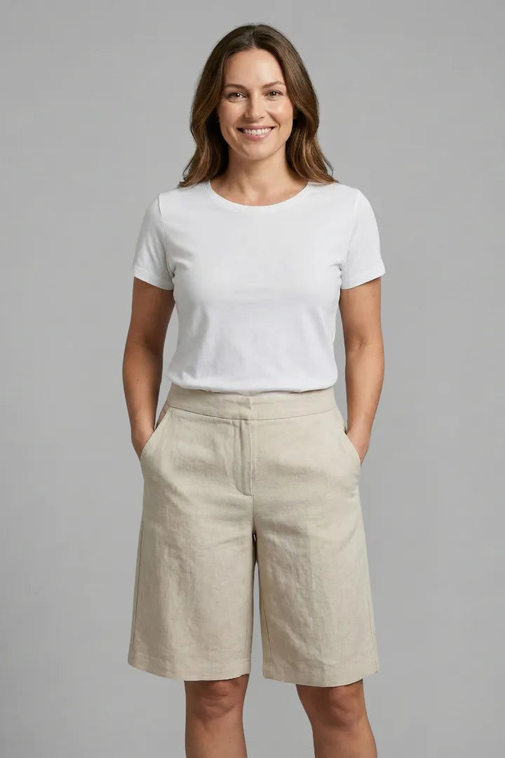 Women's High-Waisted Tailored Shorts with Relaxed Fit