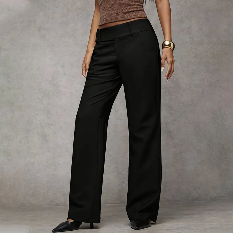 Women's High-Waisted Wide-Leg Woven Trousers