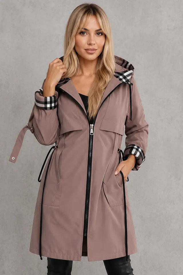 Women's Hooded Waterproof Raincoat with Full Front Zip
