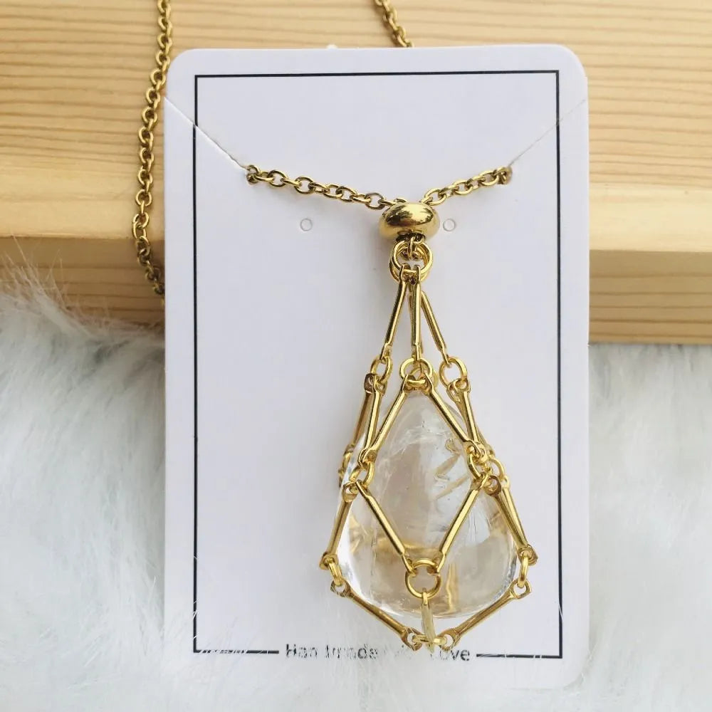 Women's Interchangeable Crystal Stone Pendant Necklace