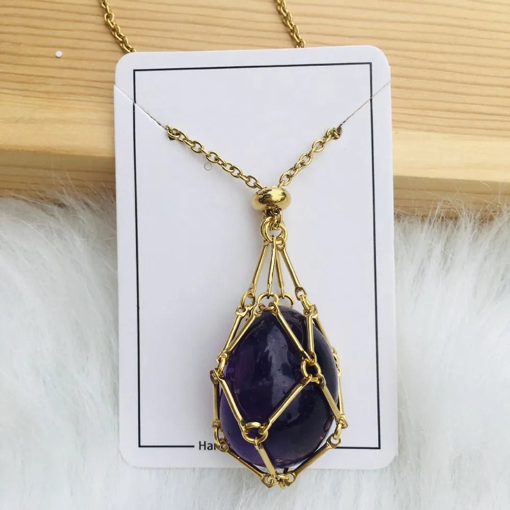 Women's Interchangeable Crystal Stone Pendant Necklace