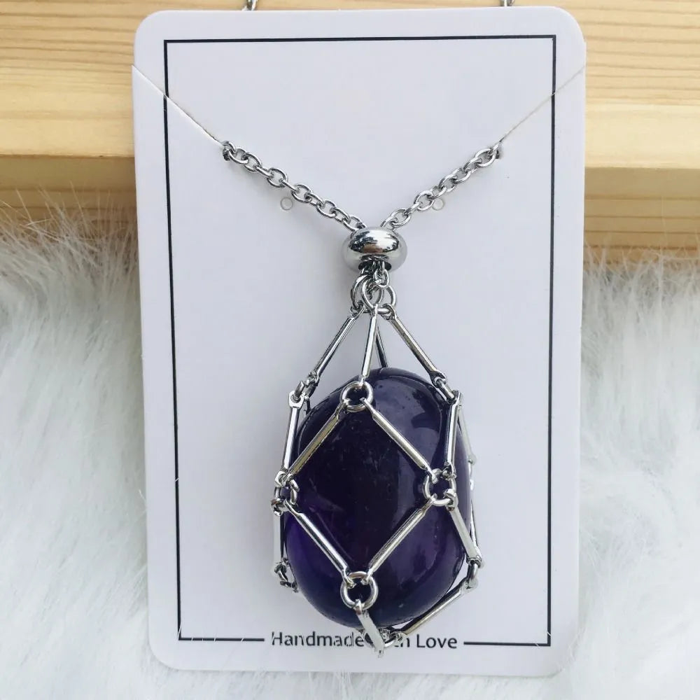 Women's Interchangeable Crystal Stone Pendant Necklace