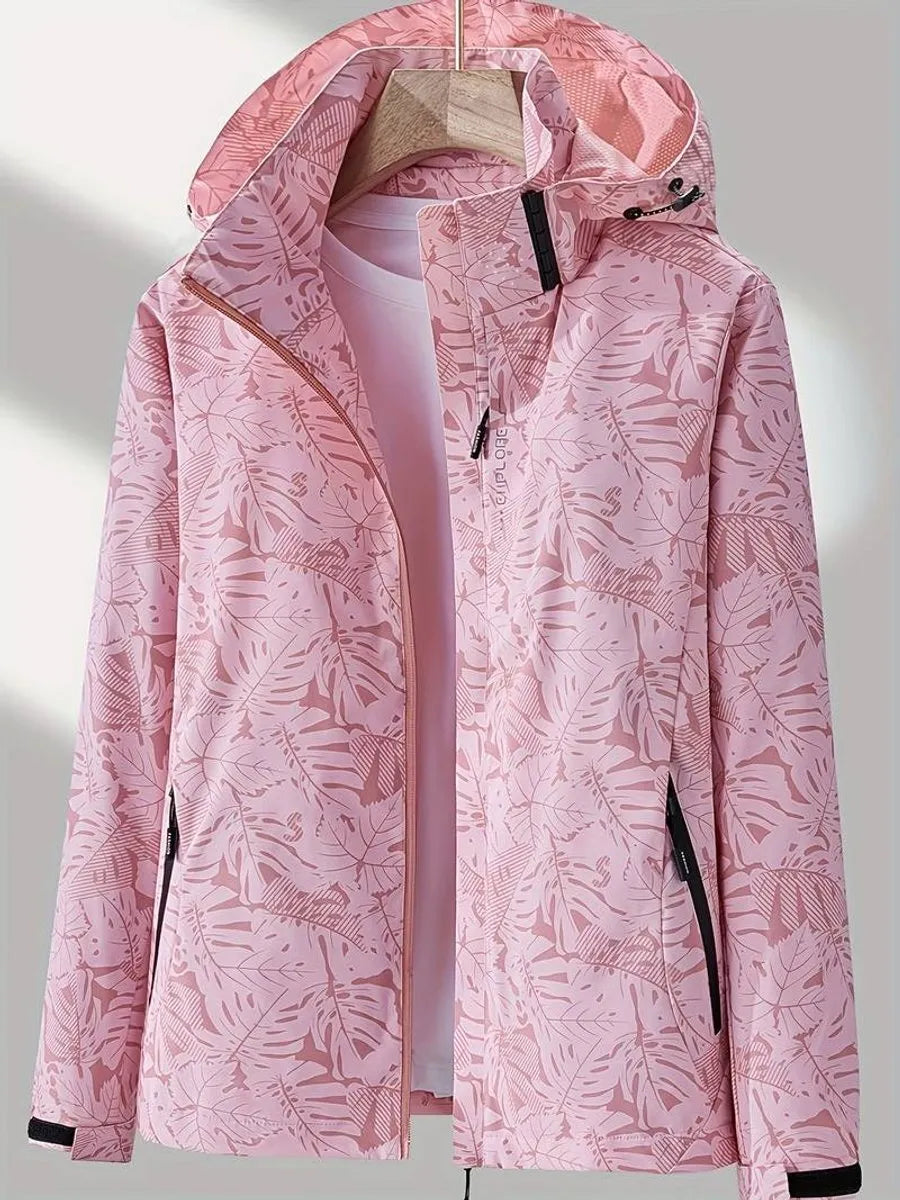 Women's Lightweight Waterproof Hooded Jacket with Windproof Finish