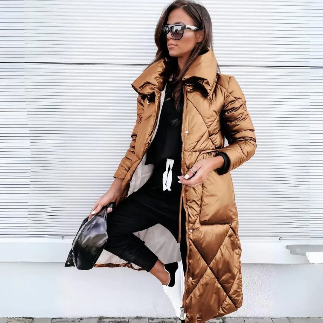 Women's Long Down Winter Coat with Fitted Cut