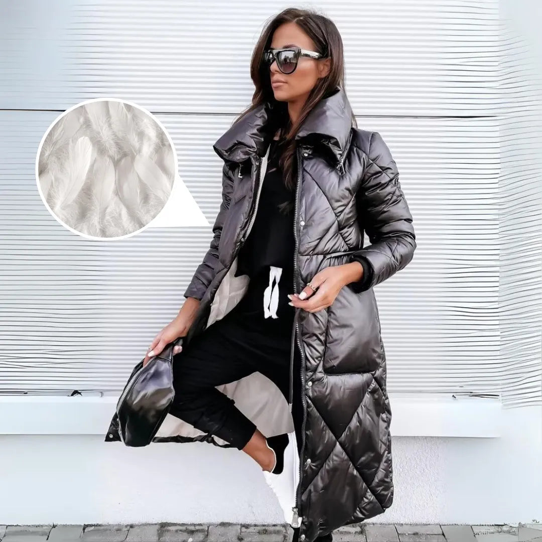 Women's Long Down Winter Coat with Fitted Cut