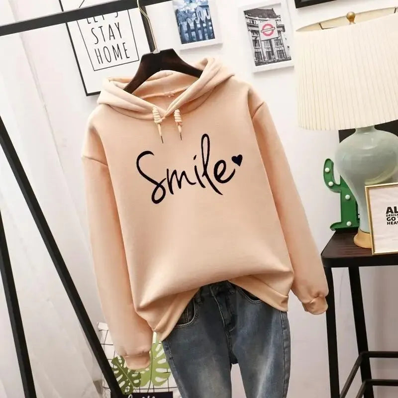 Women's Loose Fit Pullover Hoodie with Drawstring Hood