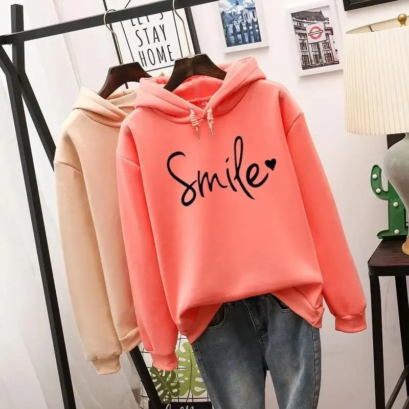 Women's Loose Fit Pullover Hoodie with Drawstring Hood