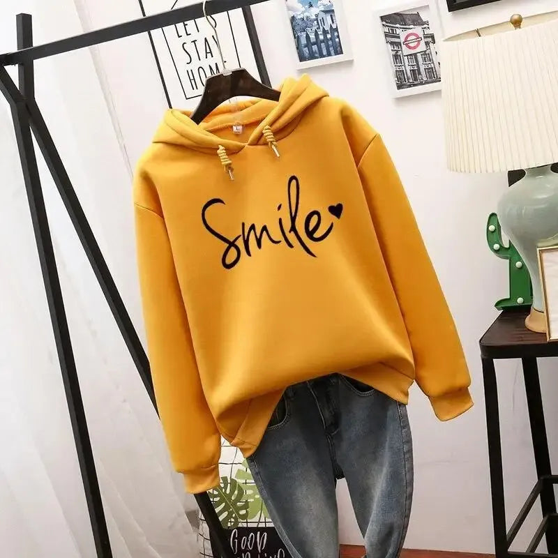 Women's Loose Fit Pullover Hoodie with Drawstring Hood