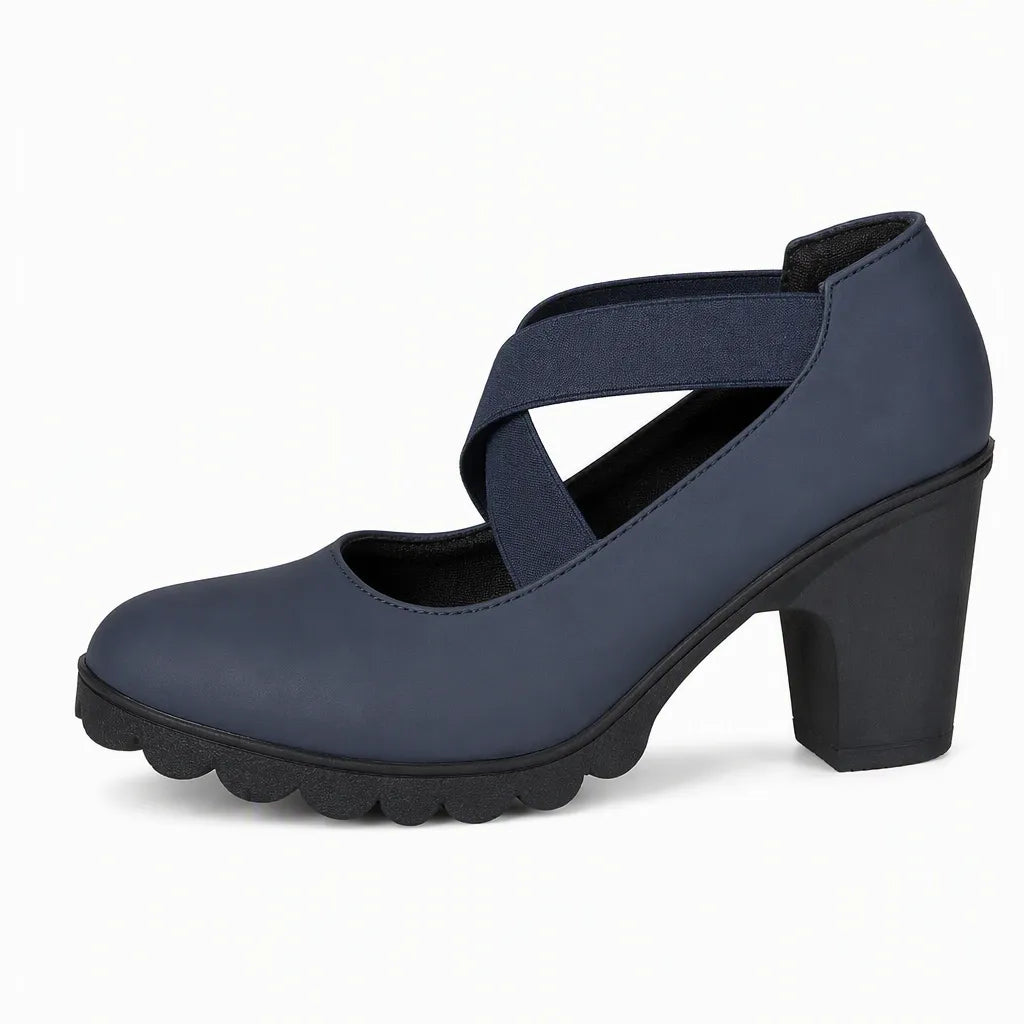Women's Mary Jane Block Heels with Crisscross Straps