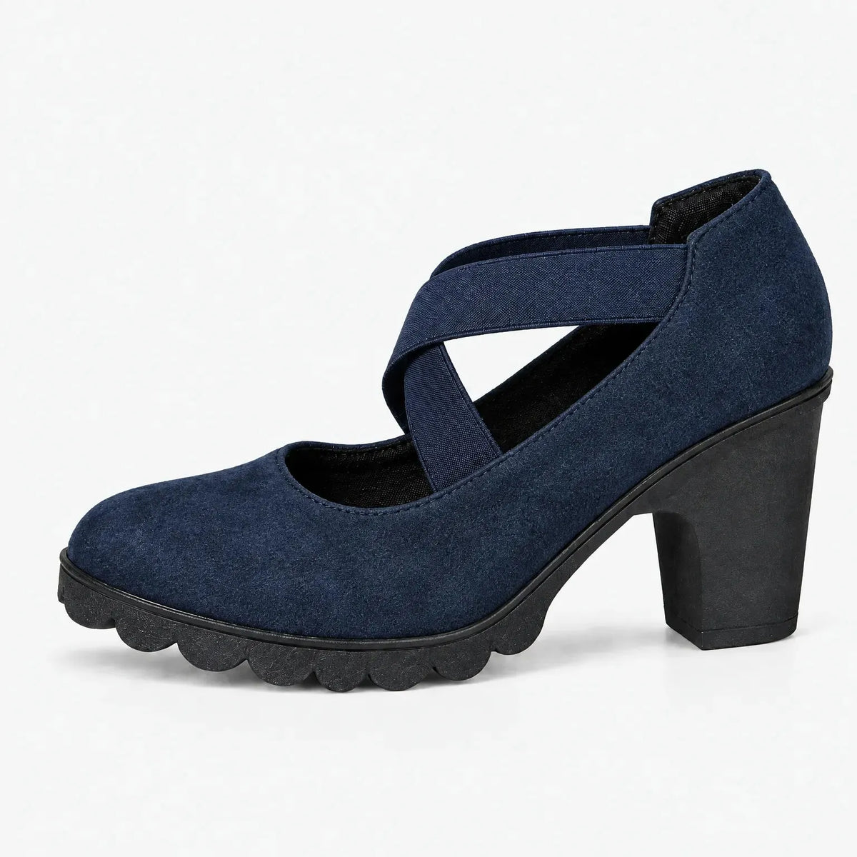 Women's Mary Jane Block Heels with Crisscross Straps